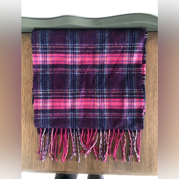 Coach | Wool and Cashmere Scarf | Pink, Purple, Plaid - Picture 4 of 5